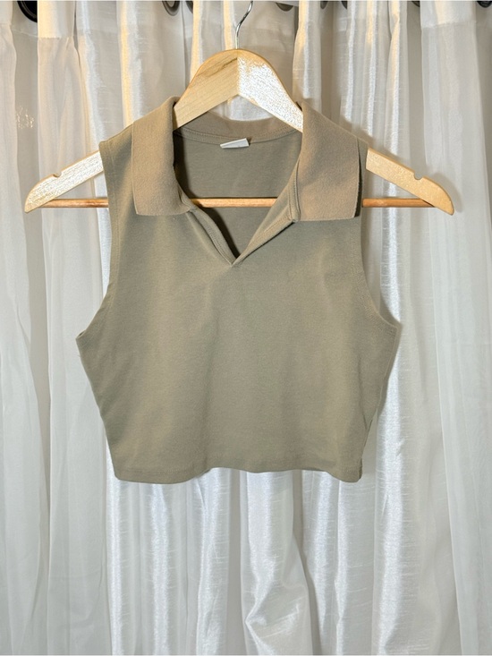 Sunday Best Tops - Sunday Best Olive Collared Sleeveless Tank